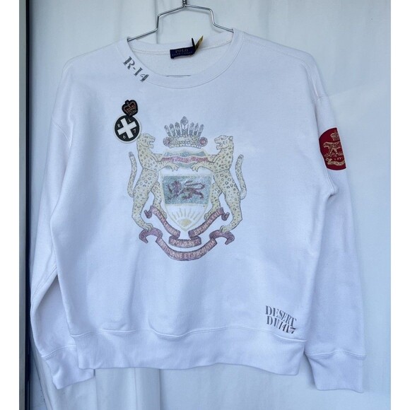 Polo Ralph Lauren Crest Fleece Sweatshirt Nevis Women’s Medium Embroidered Patch - Picture 1 of 6